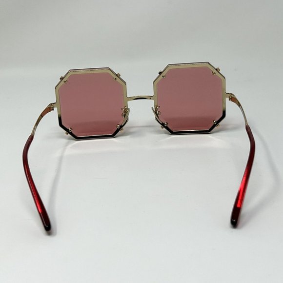 Dolce Gabbana Octagon Sunglasses DG 2216 02/84  55[] 20 Red Lenses Gold Hardware - Picture 8 of 16